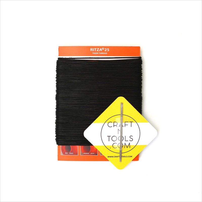 Ritza 25 Tiger Thread خيط ريتزا الأسود 1.0 مم لخياطة الجلد، خيط بوليستر مشمع، 25 قياس، 50 متر - Image 2